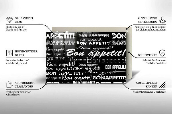 Protetor para fogão de vidro Legendas de cozinha Bom apetite