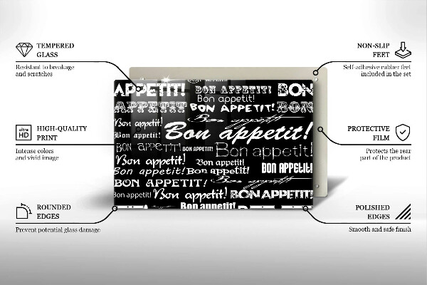 Protetor para fogão de vidro Legendas de cozinha Bom apetite