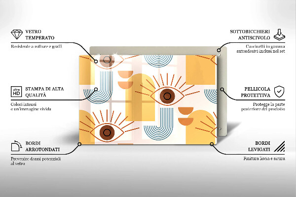 Protetor de fogão de vidro Olhos com padrão boho