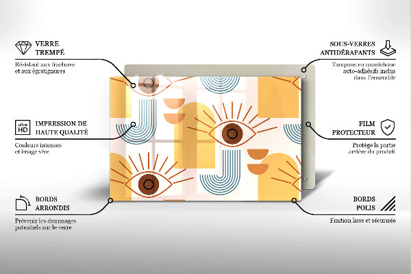 Protetor de fogão de vidro Olhos com padrão boho