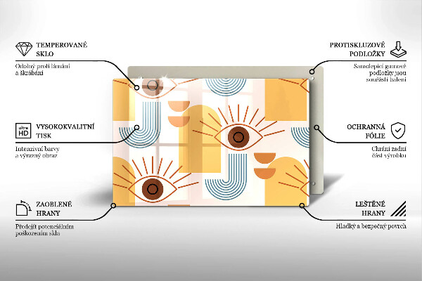 Protetor de fogão de vidro Olhos com padrão boho