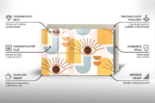 Protetor de fogão de vidro Olhos com padrão boho