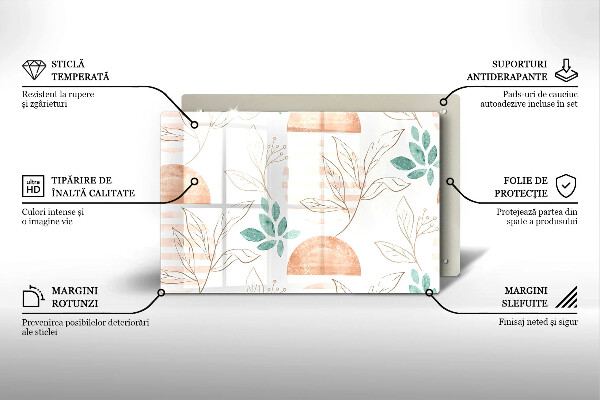 Cobertura placa vitrocerámica Padrão de folha Boho