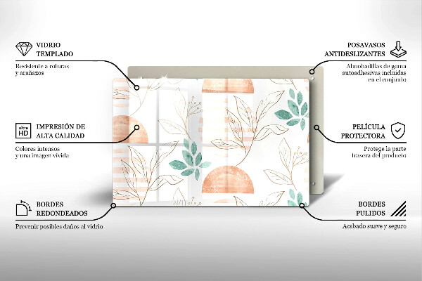 Cobertura placa vitrocerámica Padrão de folha Boho