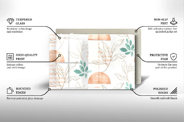 Cobertura placa vitrocerámica Padrão de folha Boho