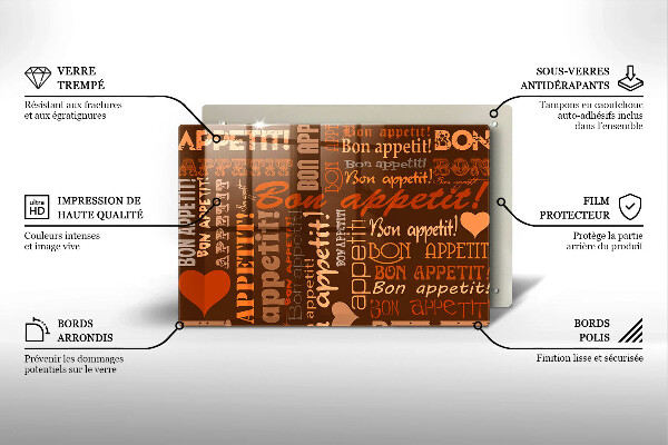 Protetor em vidro para fogão legendas de bom apetite