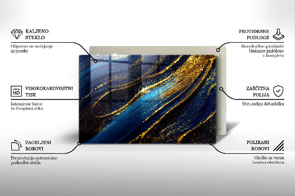 Protetor de fogão de vidro Abstração azul marinho