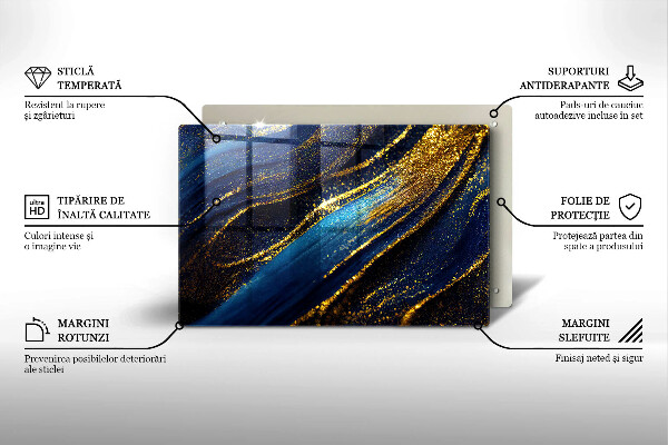 Protetor de fogão de vidro Abstração azul marinho