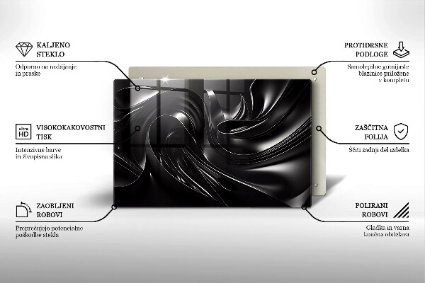 Protetor para fogão de vidro Abstração massa negra