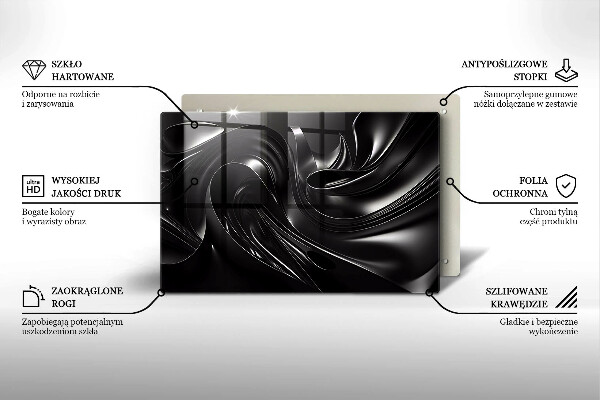 Protetor para fogão de vidro Abstração massa negra