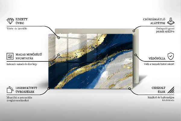 Protetor em vidro para fogão Textura com ouro
