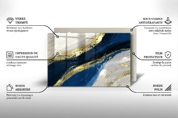 Protetor em vidro para fogão Textura com ouro