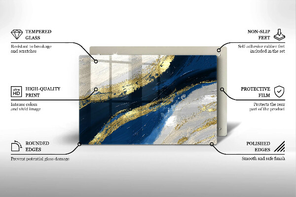 Protetor em vidro para fogão Textura com ouro