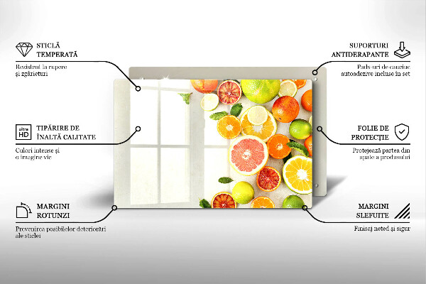 Protetor de fogão de vidro Frutas cítricas