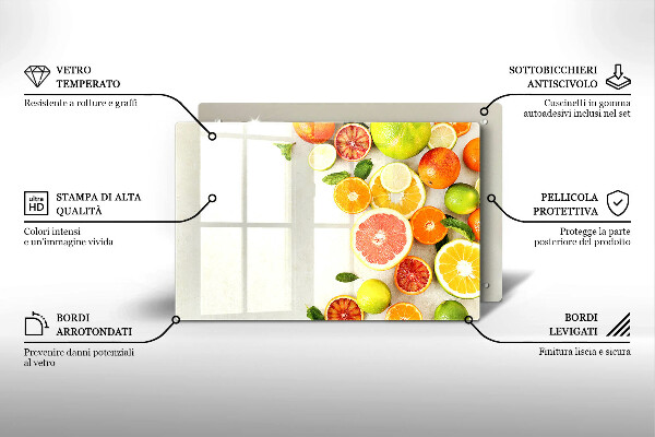 Protetor de fogão de vidro Frutas cítricas