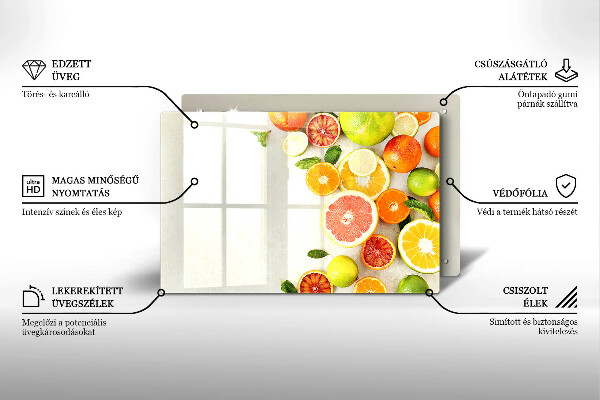 Protetor de fogão de vidro Frutas cítricas