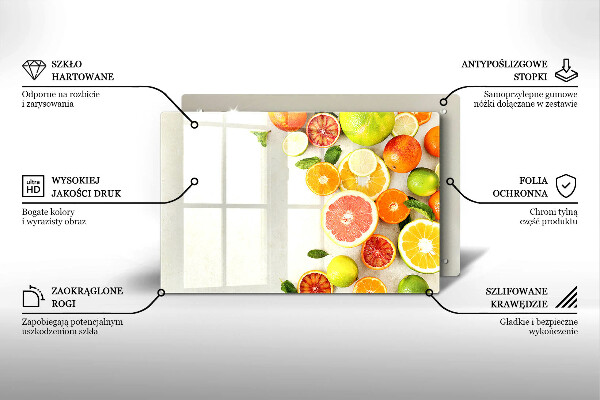 Protetor de fogão de vidro Frutas cítricas