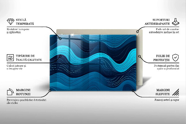 Protetor de fogão de vidro Ondas abstratas