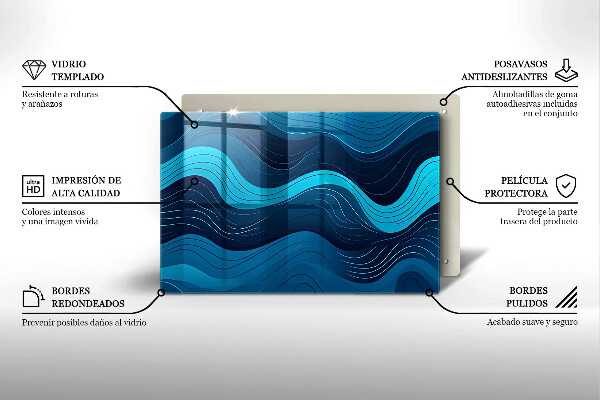 Protetor de fogão de vidro Ondas abstratas