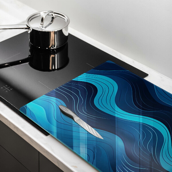Protetor de fogão de vidro Ondas abstratas