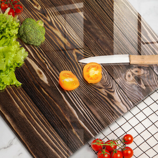 Protetor em vidro para fogão Textura de madeira