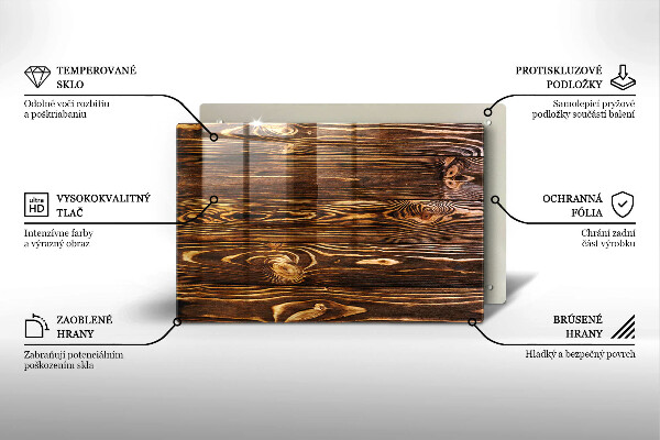 Protetor em vidro para fogão Textura de madeira