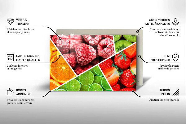 Protetor de fogão de vidro Frutas coloridas