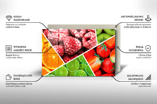 Protetor de fogão de vidro Frutas coloridas