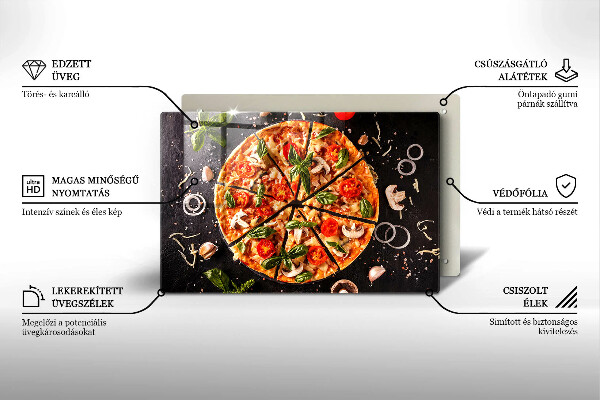 Protetor em vidro para fogão Pizza com cogumelos