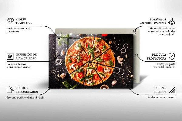Protetor em vidro para fogão Pizza com cogumelos