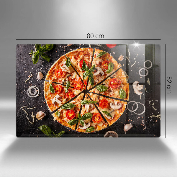 Protetor em vidro para fogão Pizza com cogumelos