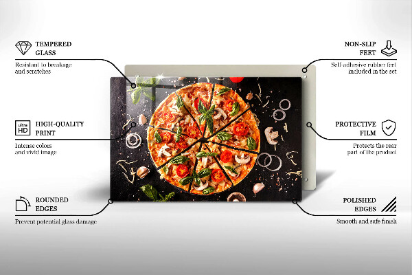 Protetor em vidro para fogão Pizza com cogumelos