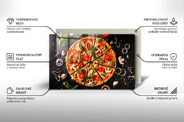 Protetor em vidro para fogão Pizza com cogumelos