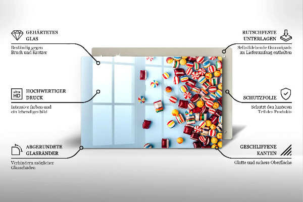 Protetor de fogão de vidro Doces coloridos