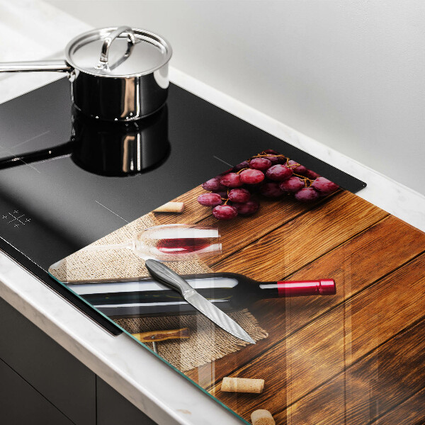 Protetor em vidro para fogão Uma garrafa de vinho tinto