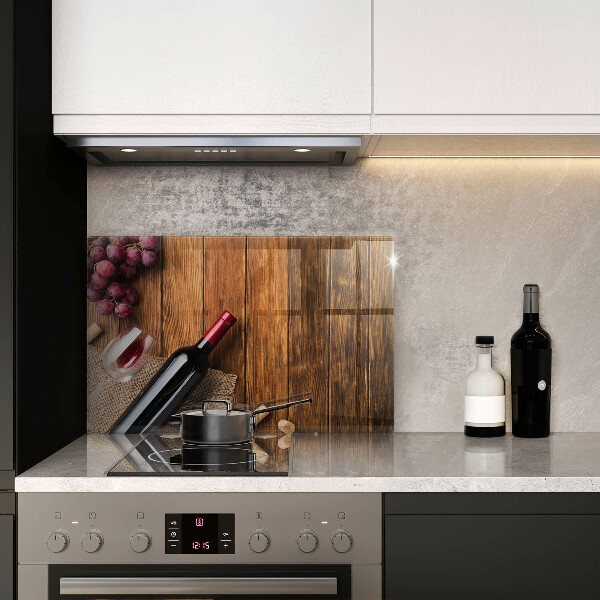 Protetor em vidro para fogão Uma garrafa de vinho tinto