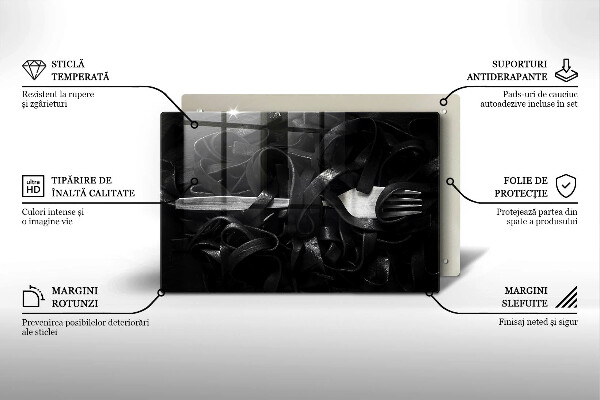 Protetor em vidro para fogão Massa Tagliatelle preta