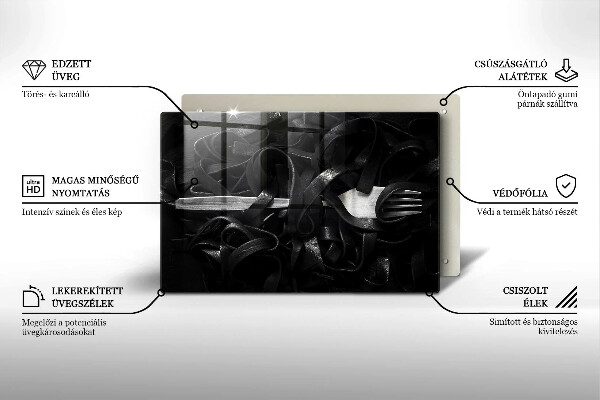 Protetor em vidro para fogão Massa Tagliatelle preta