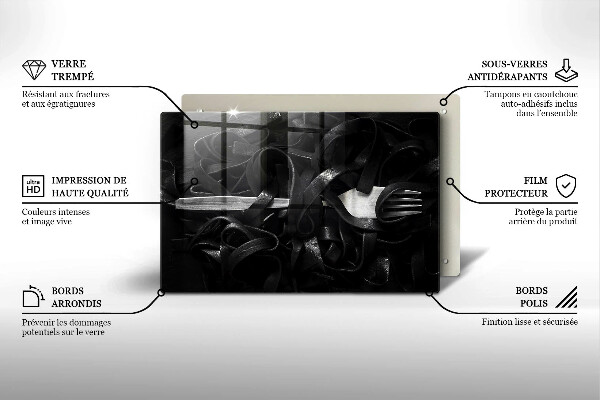 Protetor em vidro para fogão Massa Tagliatelle preta