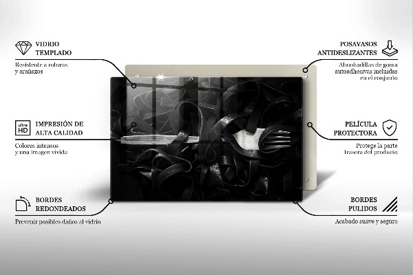 Protetor em vidro para fogão Massa Tagliatelle preta
