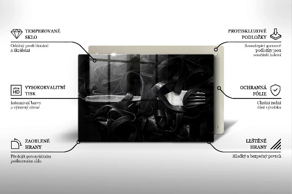 Protetor em vidro para fogão Massa Tagliatelle preta