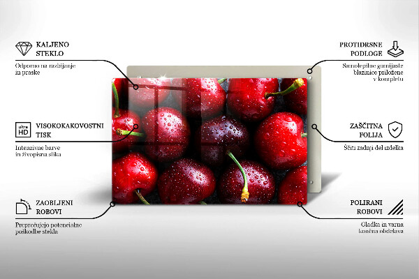 Protetor de fogão de vidro Close-up de cerejas