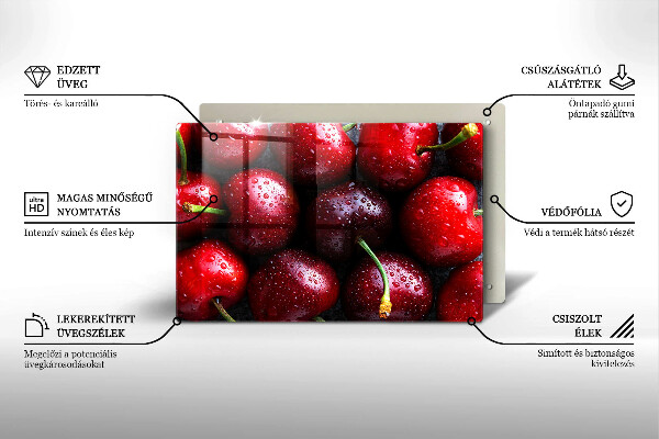 Protetor de fogão de vidro Close-up de cerejas