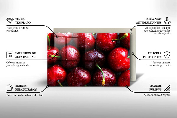 Protetor de fogão de vidro Close-up de cerejas