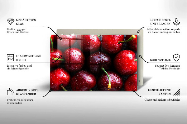 Protetor de fogão de vidro Close-up de cerejas