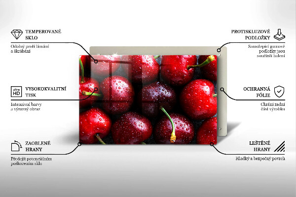 Protetor de fogão de vidro Close-up de cerejas