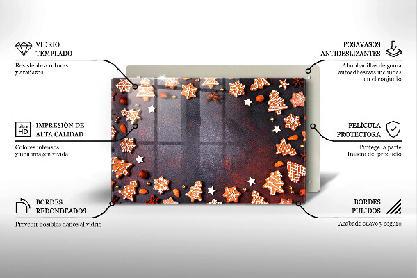 Protetor para fogão de vidro Biscoitos de gengibre de Natal