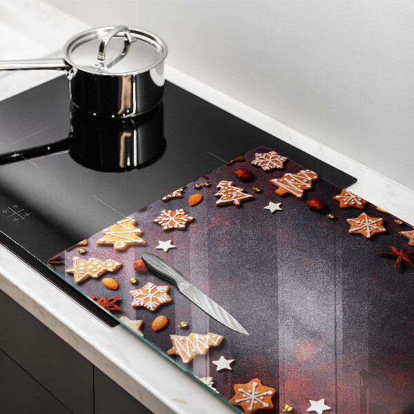 Protetor para fogão de vidro Biscoitos de gengibre de Natal