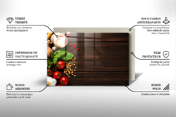 Protetor em vidro para fogão Vegetais na mesa
