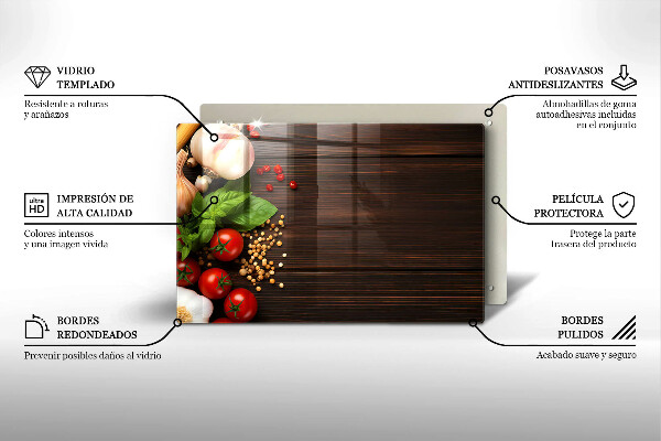Protetor em vidro para fogão Vegetais na mesa